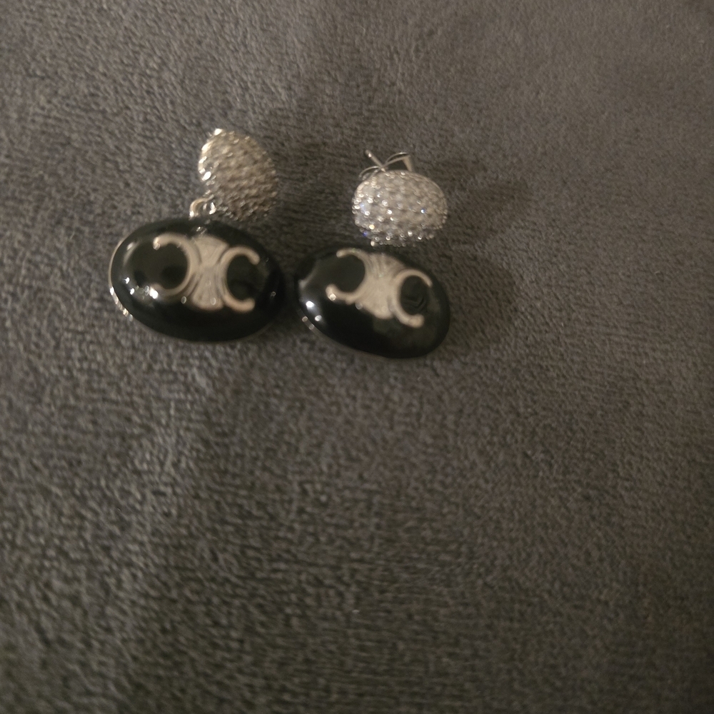 Celine Silver and Black Button Accessory
